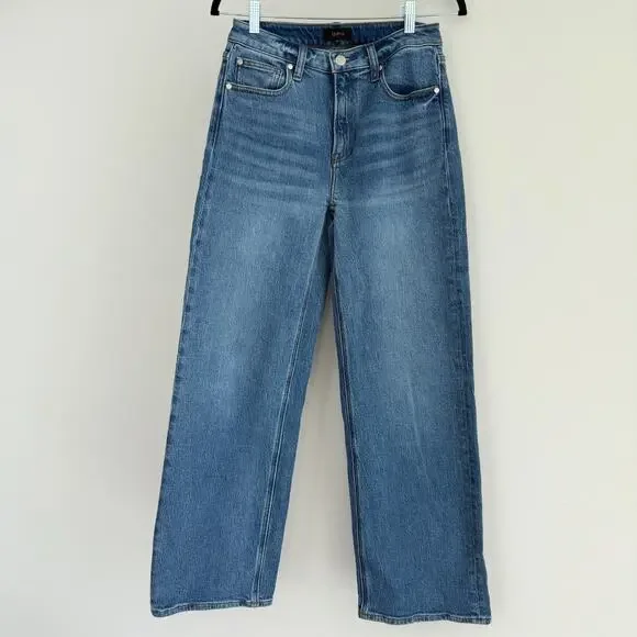Quince Bella Jeans Womens 27 High Rise Relaxed Straight Stretch Denim Atlantic - Picture 1 of 12